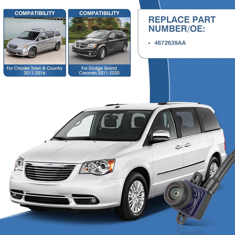 ACAUTO Rear View Backup Camera Fit for Chrysler Town & Country 2011-2016, fit for Dodge Grand Caravan 2011-2020, Reversing Parking Assist Camera OE Replacement 4672639AA,CH1960103 - Image 2
